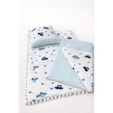 For My Baby Bebek Alt Açma Seti Müslin – Dolgulu Alt Açma Minderi, Yastık, Önlük ve Pike - Mavi