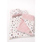 For My Baby Bebek Alt Açma Seti Müslin – Dolgulu Alt Açma Minderi, Yastık, Önlük ve Pike - Pembe