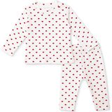 For My Baby Kız Bebek Sweatshirt-Alt Kalp Baskılı Bisiklet Yaka Uzun Kol Ribanalı - 6 Ay - Ekru Çizgili