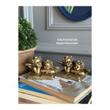 FOR POLYESTER Küçük Dokunuşlar 2’li Melek Biblo Takım Altın Eskitme/Kitaplık/ Sehpa Üstü/Raf Kombin/Ev-Ofis Dekor/Dekorasyon