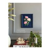 FOR POLYESTER Küçük Dokunuşlar Dekoratif Flowers Duvar Aksesuarı Lacivert Kare Çiçekli Pano Biblo/Duvar -Raf Kombin/Ev-Ofis Dekorasyon