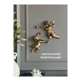 FOR POLYESTER Küçük Dokunuşlar Duvar Meleği 2’li Biblo Altın-Siyah Eskitme /Aksesuar/Ev/Ofis/Dekor/Duvar Dekorasyon/Kombin