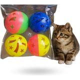 For What ForWhat Büro Ev Evcil Hayvanı Kedi Için 4ADET Çıngıraklı Oyuncak Top Seti - - - Renkli