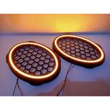 For-x Işıklı Oval Hoparlör Kapağı – Amber Renkte Işıklı Oval Midrange Kapak – 1 Takım