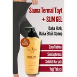 For You Gold Agraflı Sauna Termal Tayt ve Slım Gel Set - Siyah