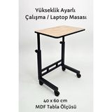 Forada Home & Style Yükseklik Ayarlı Laptop Masası - Çalışma Masası - (40X60 cm) - 40 x 60 - Atlantik Çam - Siyah
