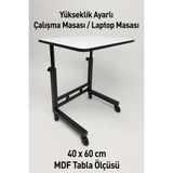 Forada Home & Style Yükseklik Ayarlı Laptop Masası - Çalışma Masası - (40X60 cm) - 40 x 60 - Beyaz