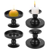 Foraineam 4 Paket Metal Mumluk, Konik Sütun Mum için Siyah Şamdan Tutucuları, Kısa Konik Mumluk Demir Sütun Mumluk Düğün Parti Ev Tatil Dekoru için Mum Işığı Standı