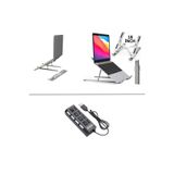 Forbin Alüminyum Ayarlı Laptop Macbook Tablet Yükseltici Standı + 4 Port USB 2.0 Çoklayıcı Çoğaltıcı Hub