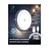 Forbin Hareket Sensörlü Gece Lambası Şarjlı LED Gece Işığı 120° Hareket Sensörlü Koridor Merdiven Ev Dolap Aydınlatması