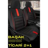Ford Courier 2014-2023 Tourneo Facelift 5 Kapı – Ticari Araç 2+1 Uyumlu Başak Serisi Koltuk Kılıfı – Siyah/kırmızı, Kolay Montaj - Siyah - Kırmızı