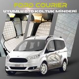Ford Courier Bej Renk Tay Tüyü Cepli & Terletmez Sırtlı Oto Koltuk Minder Seti - Koltuk Koruma Kılıfı (Ön & Arka Tam Set)