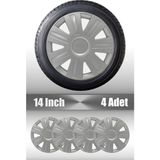 Ford Fiesta 14" Inç Uyumlu 4 Adet 1 Takım Gri Kırılmaz Esnek Jant Kapağı 028 - Universal