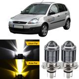 Ford Fiesta 2002-2008 Uyumlu Mercekli Far Ampulu Led Xenon Cift Renk Sari-Beyaz Far Simsek Etkili Csp Led Lamba Uzun Kisa 2 Adet Takim