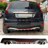 Ford Fiesta 2003-2008 Difüzör Arka Tampon Eki 4 Egzoz Çıkışlı Gri Reflektörlü