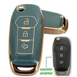 Ford Fiesta Ecosport Fusion Courier Focus 4 Uyumlu Kumanda Anahtar Kılıfı Oto Anahtarlık TURKUAZ