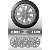 Ford Fiesta Focus Fusion 15" Inç Uyumlu 4 Adet 1 Takım Gri Kırılmaz Esnek Jant Kapağı 002 - Universal