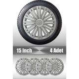 Ford Fiesta Focus Fusion 15" Inç Uyumlu 4 Adet 1 Takım Gri Kırılmaz Esnek Jant Kapağı 022 - Universal