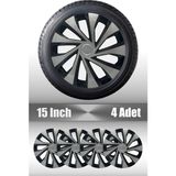 Ford Fiesta Focus Fusion 15" Inç Uyumlu 4 Adet 1 Takım Gri Siyah Jant Kapağı 048