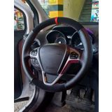 Ford Fiesta Uyumlu Kirmizi Yuzuklu Delikli- Alkantara Deri Direksiyon Kilifi