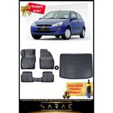 Ford Focus 1 Hatchback 1998-2004 Araca Özel 3D Havuzlu Paspas & Bagaj Havuzu Seti+(Hediyeli!) - Siyah