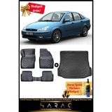 Ford Focus 1 Sedan 1998-2004 Araca Özel 3D Havuzlu Paspas & Bagaj Havuzu Seti+(Hediyeli!) - Siyah
