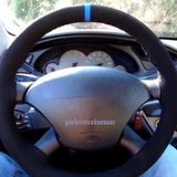 Ford Focus 1 Uyumlu Dikmeli Direksiyon Kilifi Mavi Yuzuklu Alkantara (Nubuk)