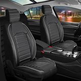 ford Focus 1 Uyumlu Lüks Deri Oto Koltuk Kılıfı Ön/arka 5li Set Original Siyah-Beyaz - Siyah - Beyaz