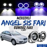 Ford Focus 2 2004-2008 Uyumlu Üniversal Mercekli Angel Sis Farı Metal Su Geçirmez 76 Mm Mavi Halkalı Gündüz Farı Angel Eyes 2 Adet