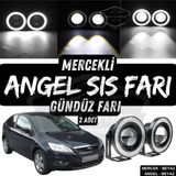 Ford Focus 2.5 2009-2011 Uyumlu Üniversal Mercekli Angel Sis Farı Metal Su Geçirmez 76 Mm Beyaz Halkalı Gündüz Farı Angel Eyes 2 Adet