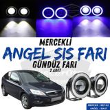 Ford Focus 2.5 2009-2011 Uyumlu Üniversal Mercekli Angel Sis Farı Metal Su Geçirmez 76 Mm Mavi Halkalı Gündüz Farı Angel Eyes 2 Adet