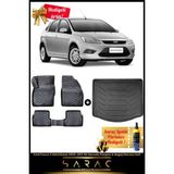 Ford Focus 2 Hatchback 2005-2011 Araca Özel 3D Havuzlu Paspas & Bagaj Havuzu Seti+(Hediyeli!) - Siyah
