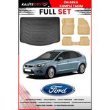 Ford Focus 2 Hatchback Ince Stepne 2006 Model 4d Bagaj ve Pro Serisi Havuzlu Bej Paspas Takımı - Siyah