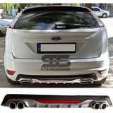 Ford Focus 2 HB Difüzör Arka Tampon Eki 4 Egzoz Çıkışlı Gri Reflektörlü