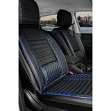 ford Focus 2 ile Uyumlu Lüx Deri Oto Koltuk Kılıfı Ön Arka Takım Saturn Siyah Mavi - Siyah - Mavi