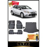 Ford Focus 2 Sedan 2005-2011 Araca Özel 3D Havuzlu Paspas & Bagaj Havuzu Seti+(Hediyeli!) - Siyah