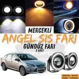 Ford Focus 3 2011-2014 Uyumlu Üniversal Mercekli Angel Sis Farı Metal Su Geçirmez 76 Mm Turuncu Halkalı Gündüz Farı Angel Eyes 2 Adet