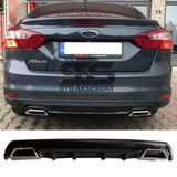 Ford Focus 3 Difuzor Arka Tampon Eki 2 Egzoz Cikisli Siyah Lux Tip