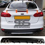 Ford Focus 3 Difuzor Arka Tampon Eki 4 Egzoz Cikisli Siyah Lux Tip
