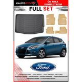 Ford Focus 3 Hatchback Ince Stepne 2017 Model 4d Bagaj ve Pro Serisi Havuzlu Bej Paspas Takımı - Siyah