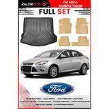 Ford Focus 3 Sedan 2014 Model 4d Bagaj ve Pro Serisi Havuzlu Bej Paspas Takımı - Siyah