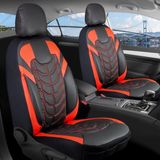 ford Focus 3 Uyumlu Deri Oto Koltuk Kılıfı Ön/arka 5li Set (Nova) Siyah-Kırmızı - Siyah - Kırmızı