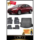 Ford Focus 3/3.5 Sedan 2011-2018 Araca Özel 3D Havuzlu Paspas & Bagaj Havuzu Seti+(Hediyeli!) - Siyah