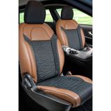Ford Focus 5 Yarı Deri Oto Koltuk Kılıfı Ön Arka Set Kahve Siyah Premium Seri Scr - Kahverengi - Siyah