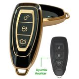 Ford Focus Fiesta Mondeo Kuga C Max Uyumlu Kumanda Anahtar Kılıfı Oto Anahtarlık SİYAH GOLD
