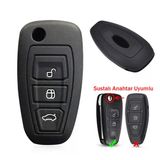 Ford Focus Mondeo Fiesta Kuga Anahtar Uyumlu Silikon Oto Anahtar Kumanda Kabı Kılıf Siyah