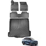 Ford Focus Sedan 2019 Model Ince Stepneli Bagaj Havuzu+Araca Özel Üretim 3D Havuzlu Paspas - Siyah