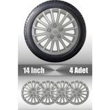 Ford Fusion Fiesta 14" Inç Uyumlu 4 Adet 1 Takım Gri Kırılmaz Esnek Jant Kapağı 016 - Universal