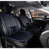 ford Galaxy Uyumlu Yarı Deri Oto Koltuk Kılıfı Tam 5li Set Mars Siyah-Mavi Renk - Siyah - Mavi