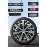 Ford Jant Kapağı Seti 4 Adet 14" Inç Gri Siyah ( Tourneo Transit Connect Courier Focus Fiesta Fusion ) R005 - Gri - Siyah - 14 inç